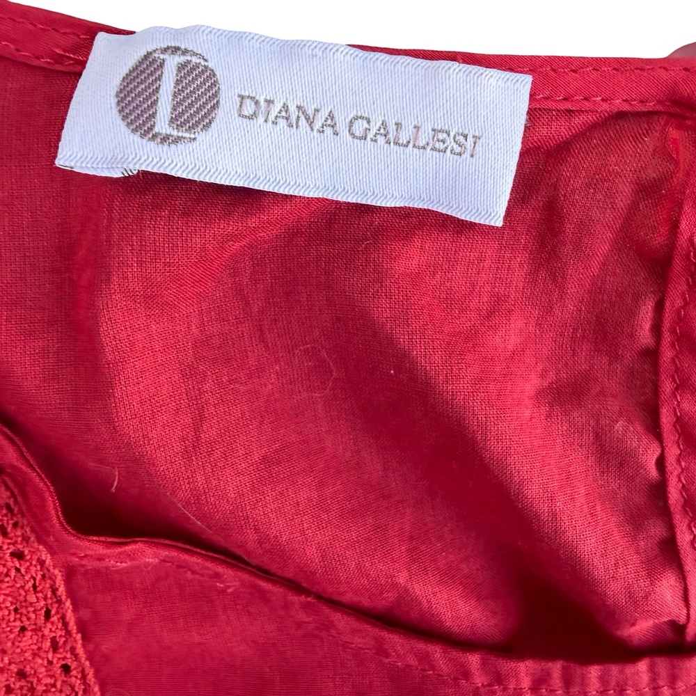 Diana Gallesi deep red 100% cotton blouse. Size US 16. - Picture 4 of 7